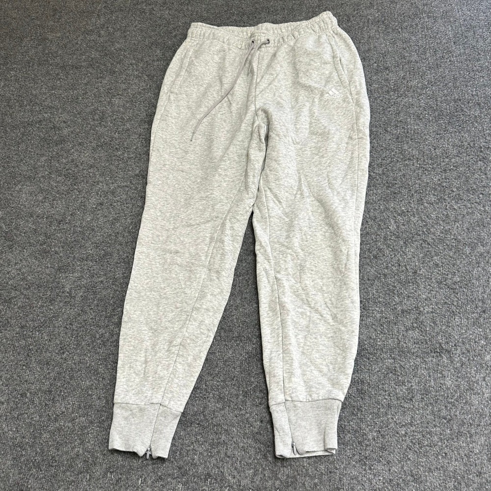 Adidas Sweatpants Womens Size S Gray Heathered Tapered Ankle Zip Joggers Sport